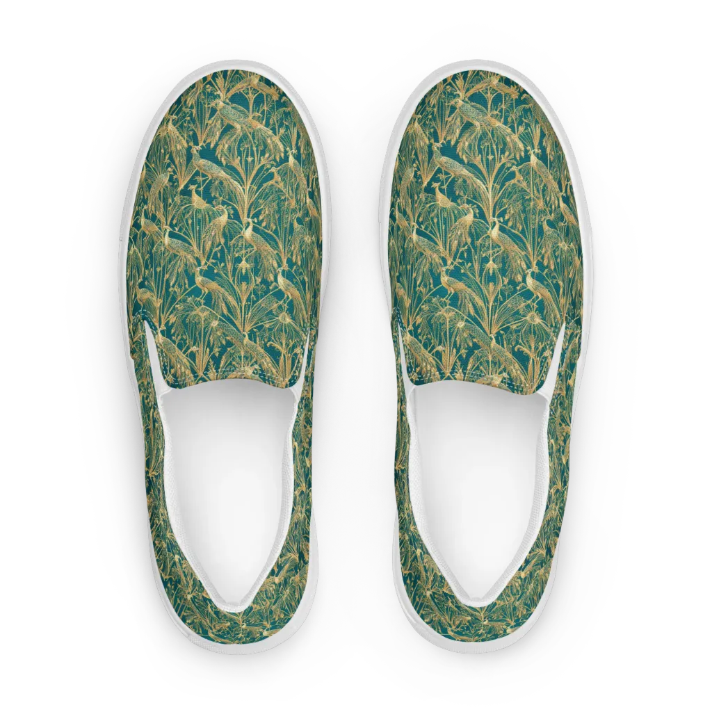 Peacock Palais on Men's Slip-On Canvas Shoes — Front