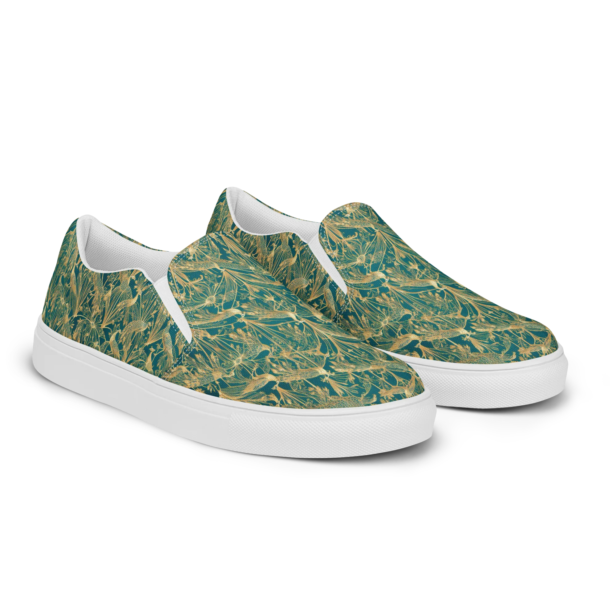 Peacock Palais on Men's Slip-On Canvas Shoes — Right Front