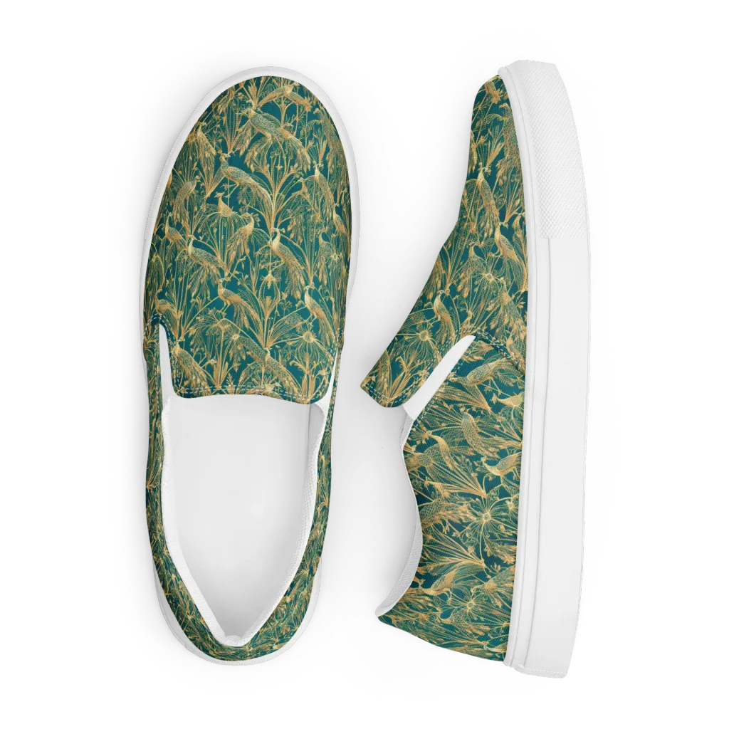 Peacock Palais on Men's Slip-On Canvas Shoes — Front