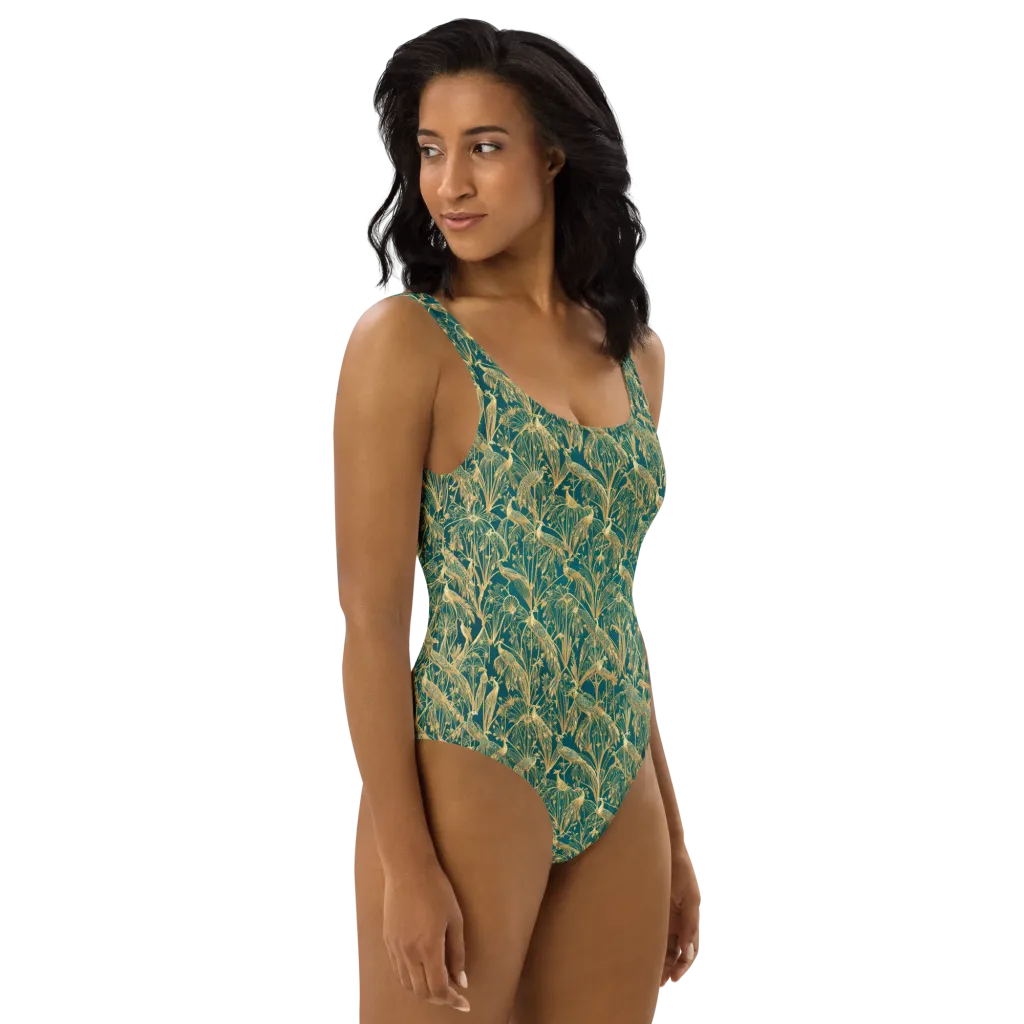 Peacock Palais on One-Piece Swimsuit — Right