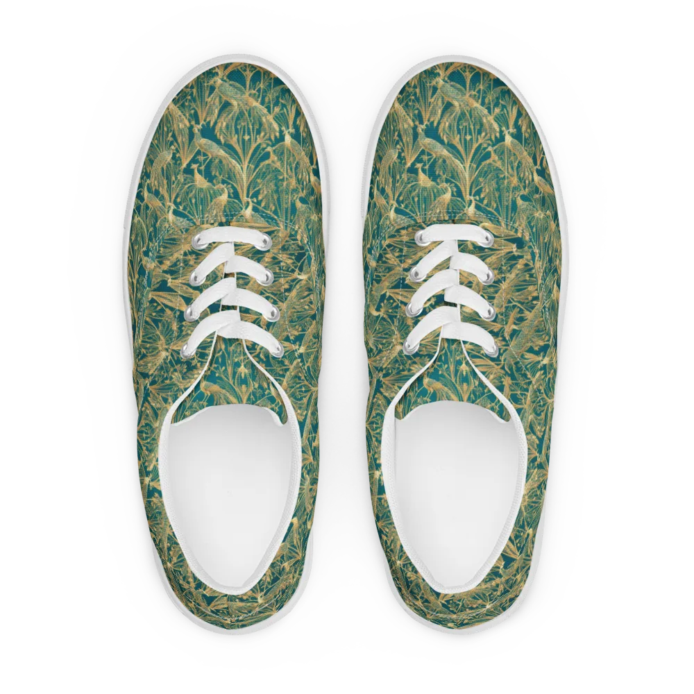 Peacock Palais on Men's Lace-Up Canvas Shoes — Front