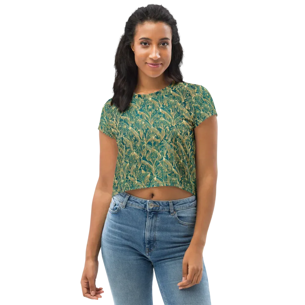Peacock Palais on Crop Tee — Front