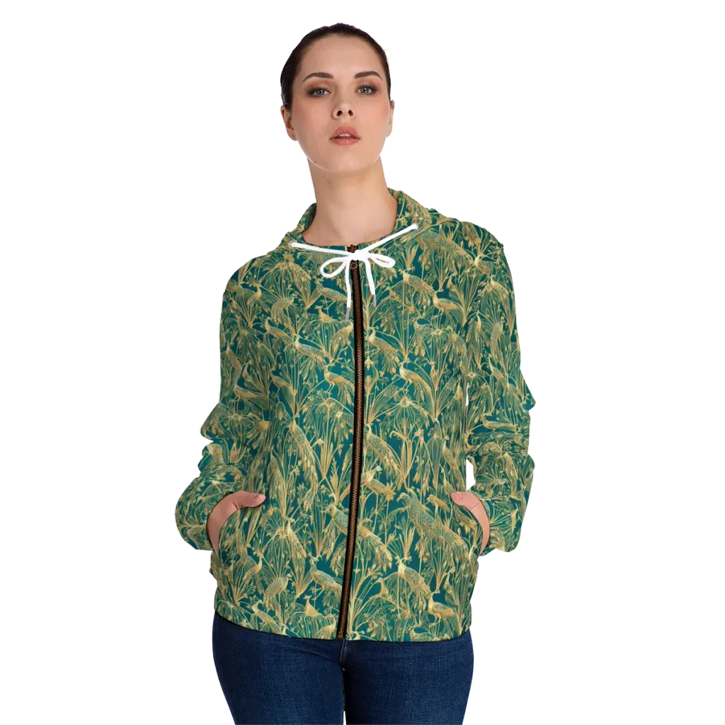 Peacock Palais on Women's Full-Zip Hoodie — Front On Person