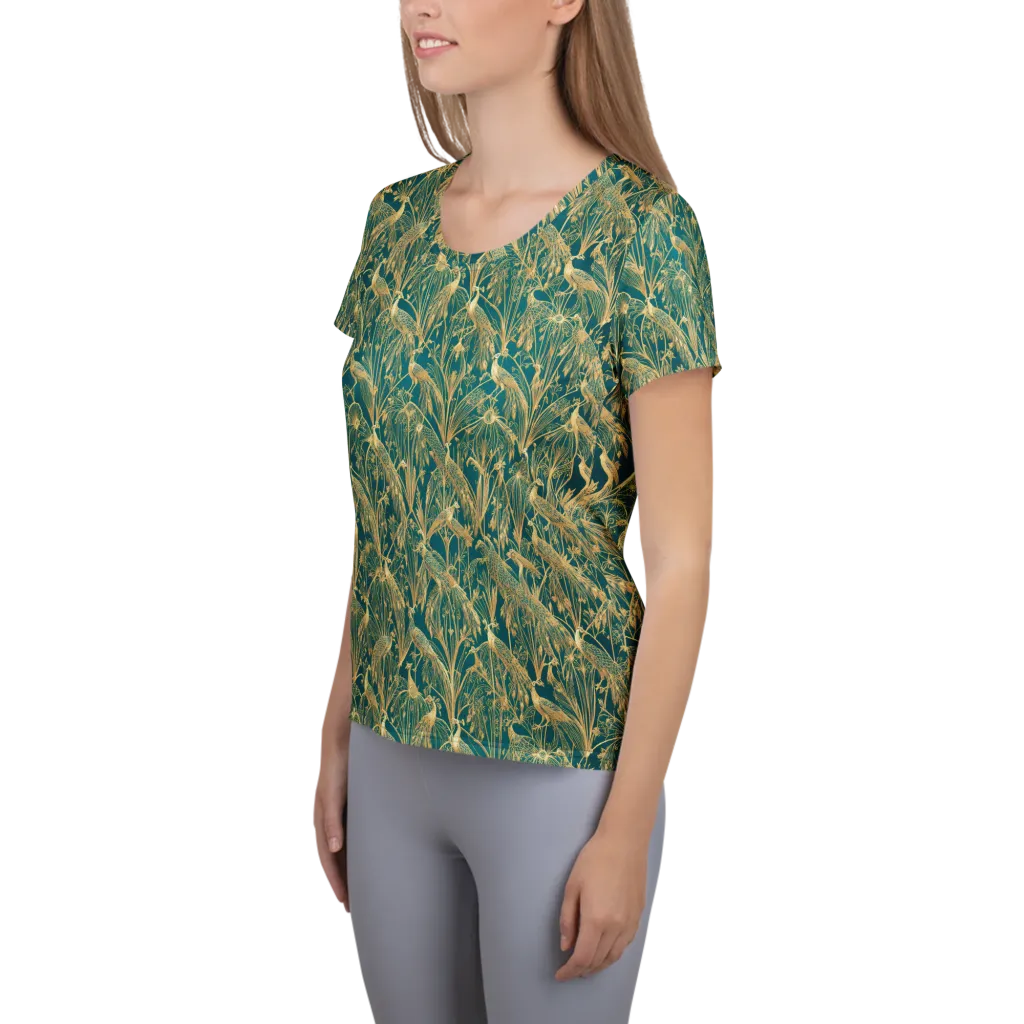 Peacock Palais on Women's Athletic T-Shirt — Left