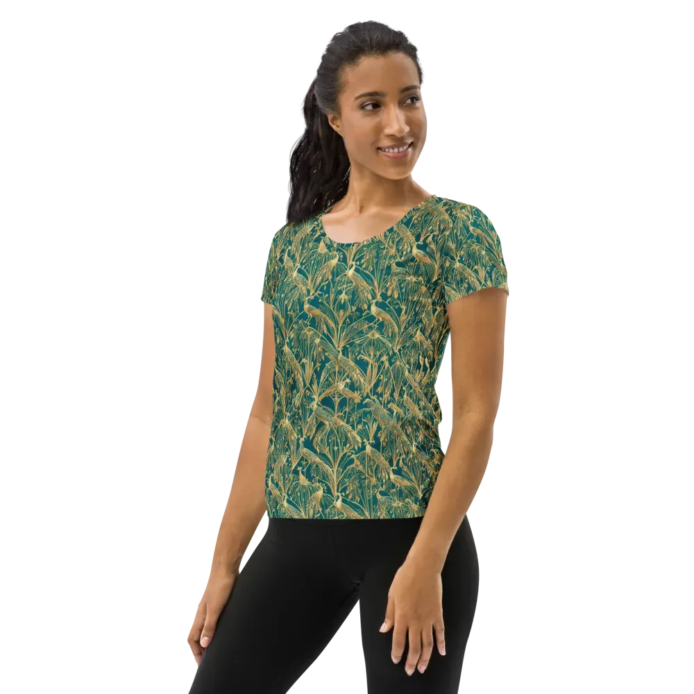 Peacock Palais on Women's Athletic T-Shirt — Left