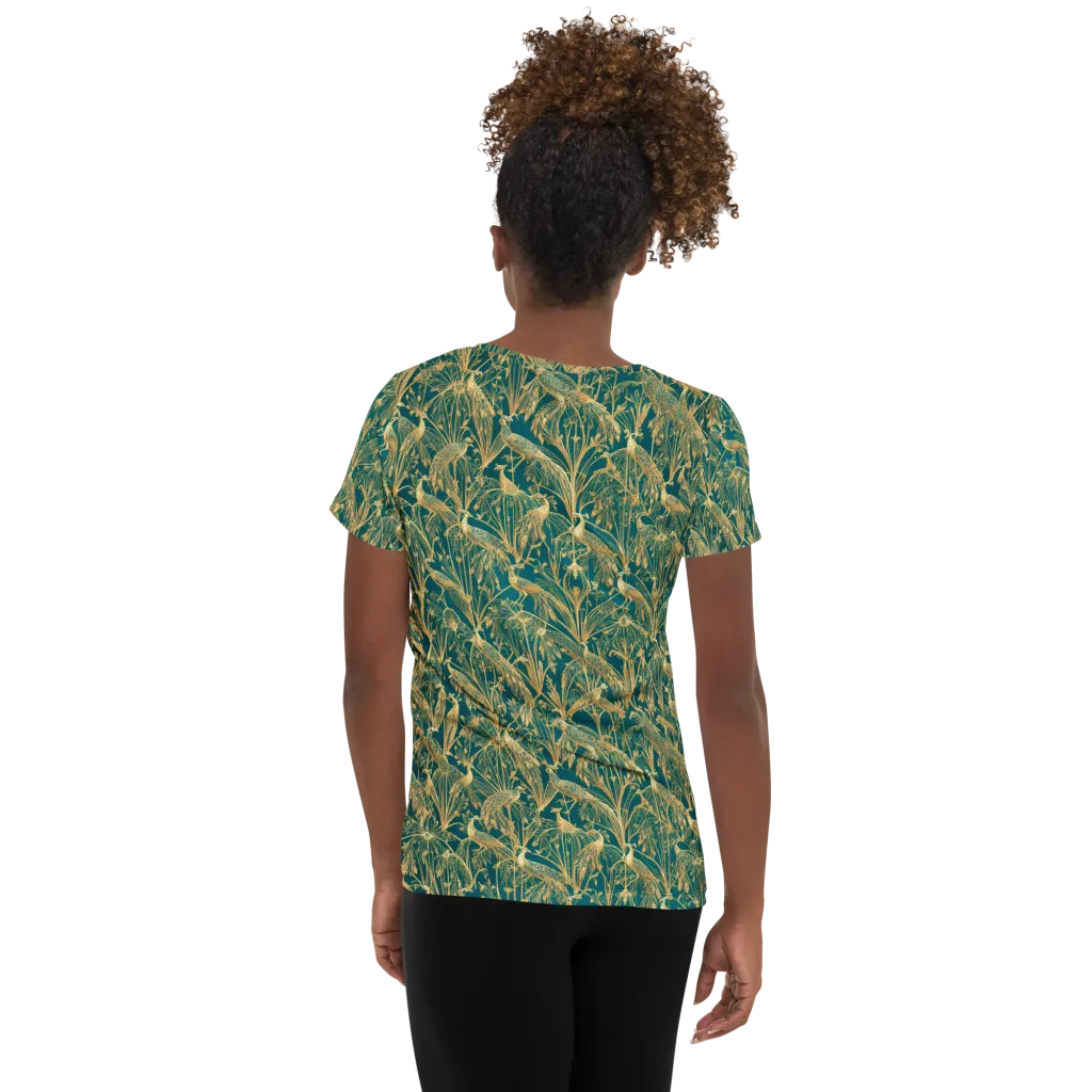 Peacock Palais on Women's Athletic T-Shirt — Back