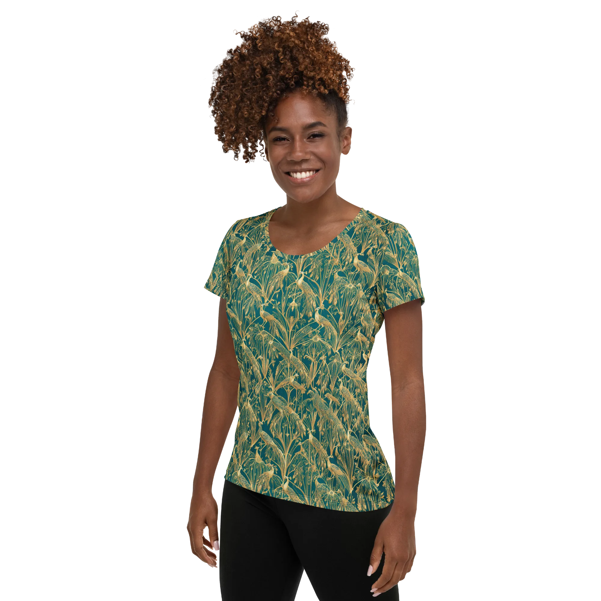 Peacock Palais on Women's Athletic T-Shirt — Left