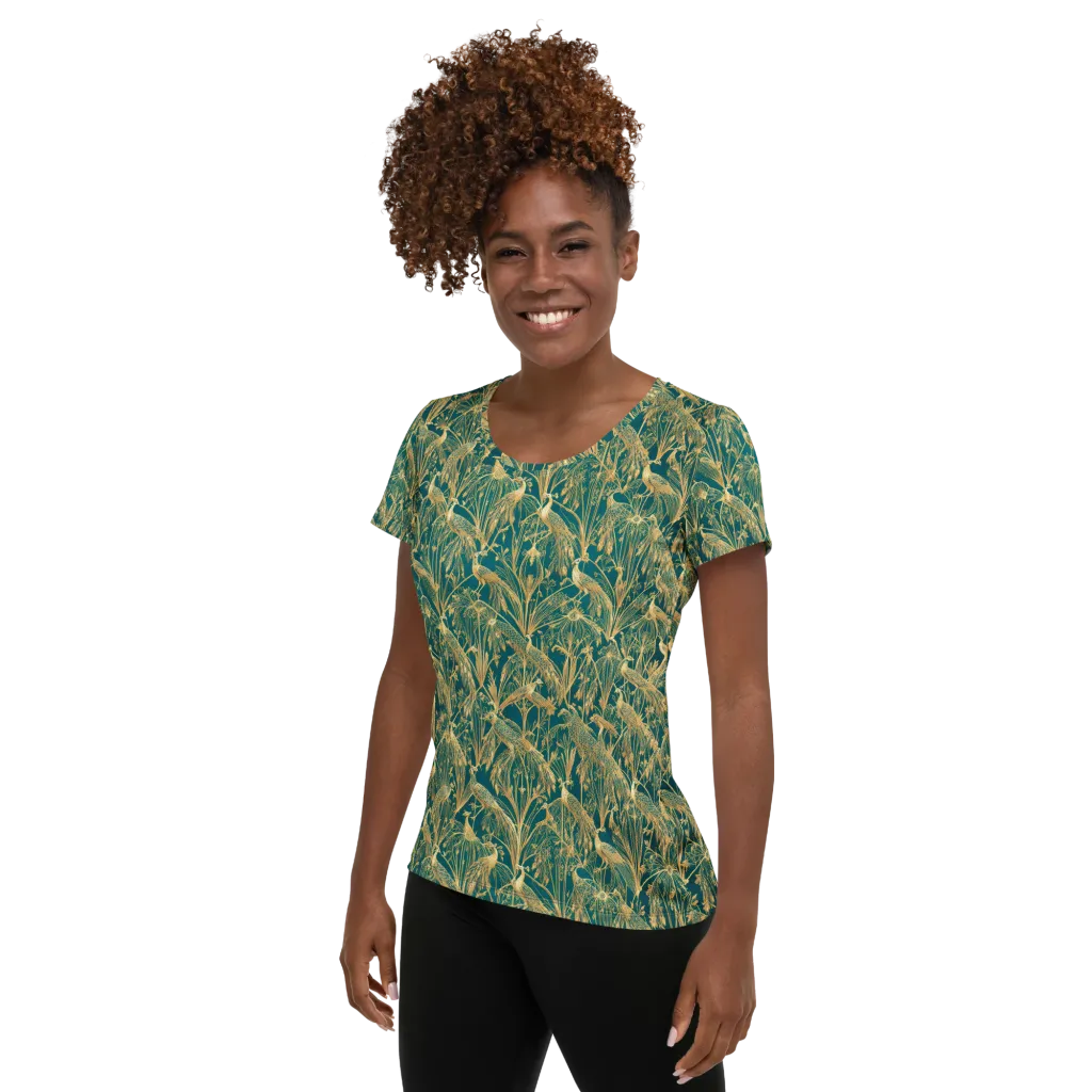 Peacock Palais on Women's Athletic T-Shirt — Left