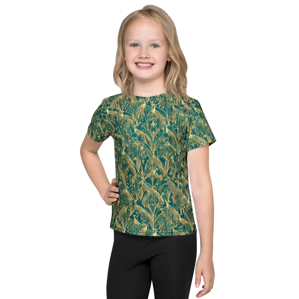 Peacock Palais on Kids Crew Neck T-Shirt — Front