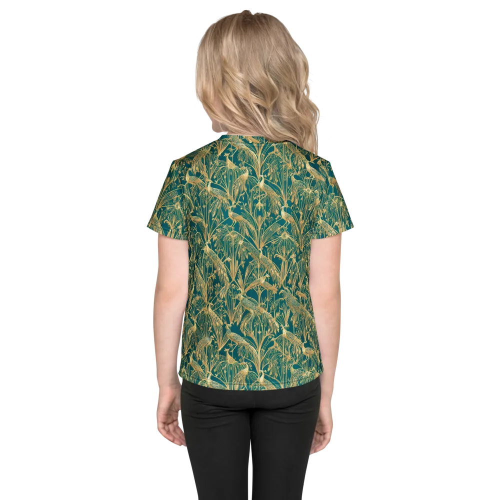 Peacock Palais on Kids Crew Neck T-Shirt — Back