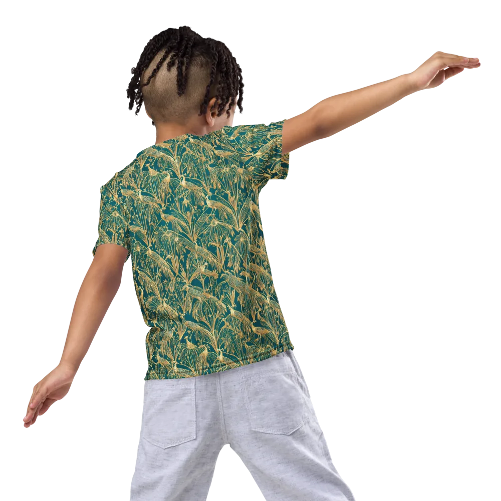 Peacock Palais on Kids Crew Neck T-Shirt — Back