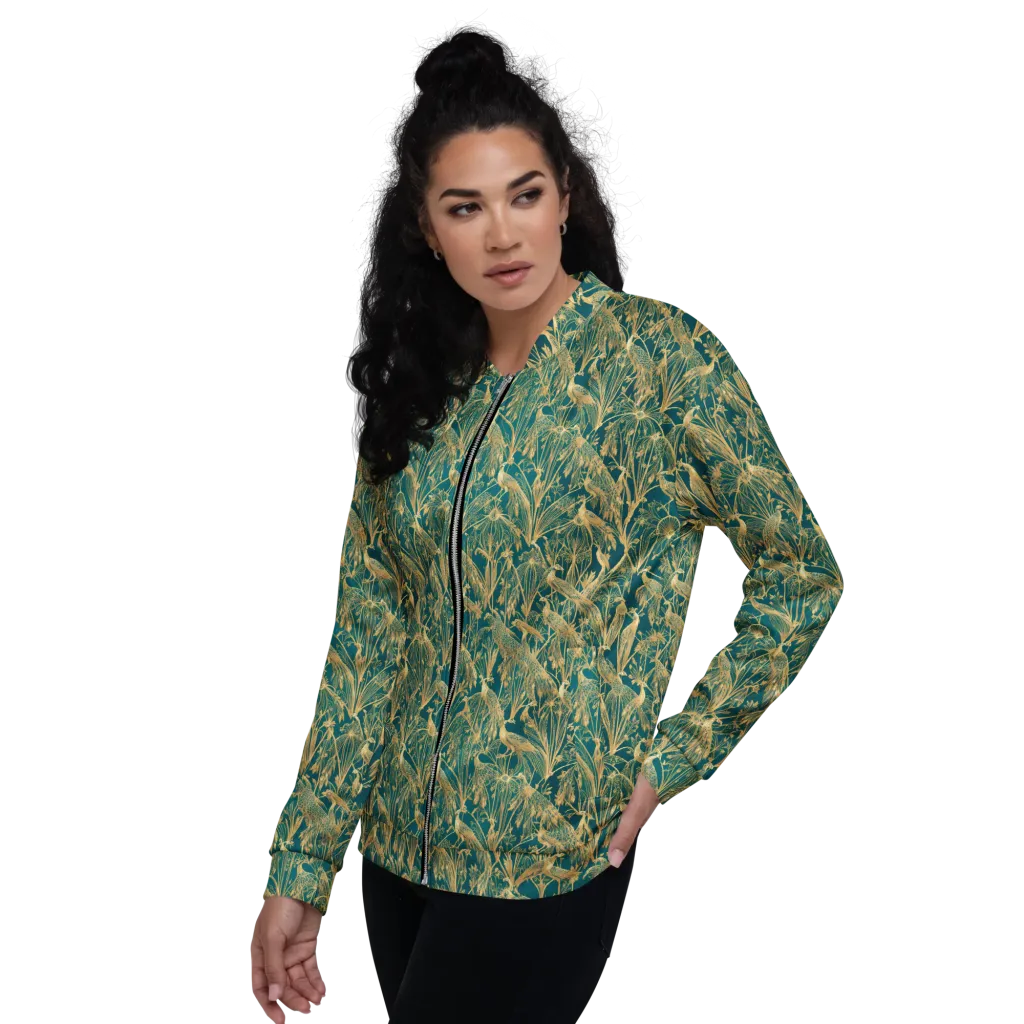 Peacock Palais on Bomber Jacket — Left