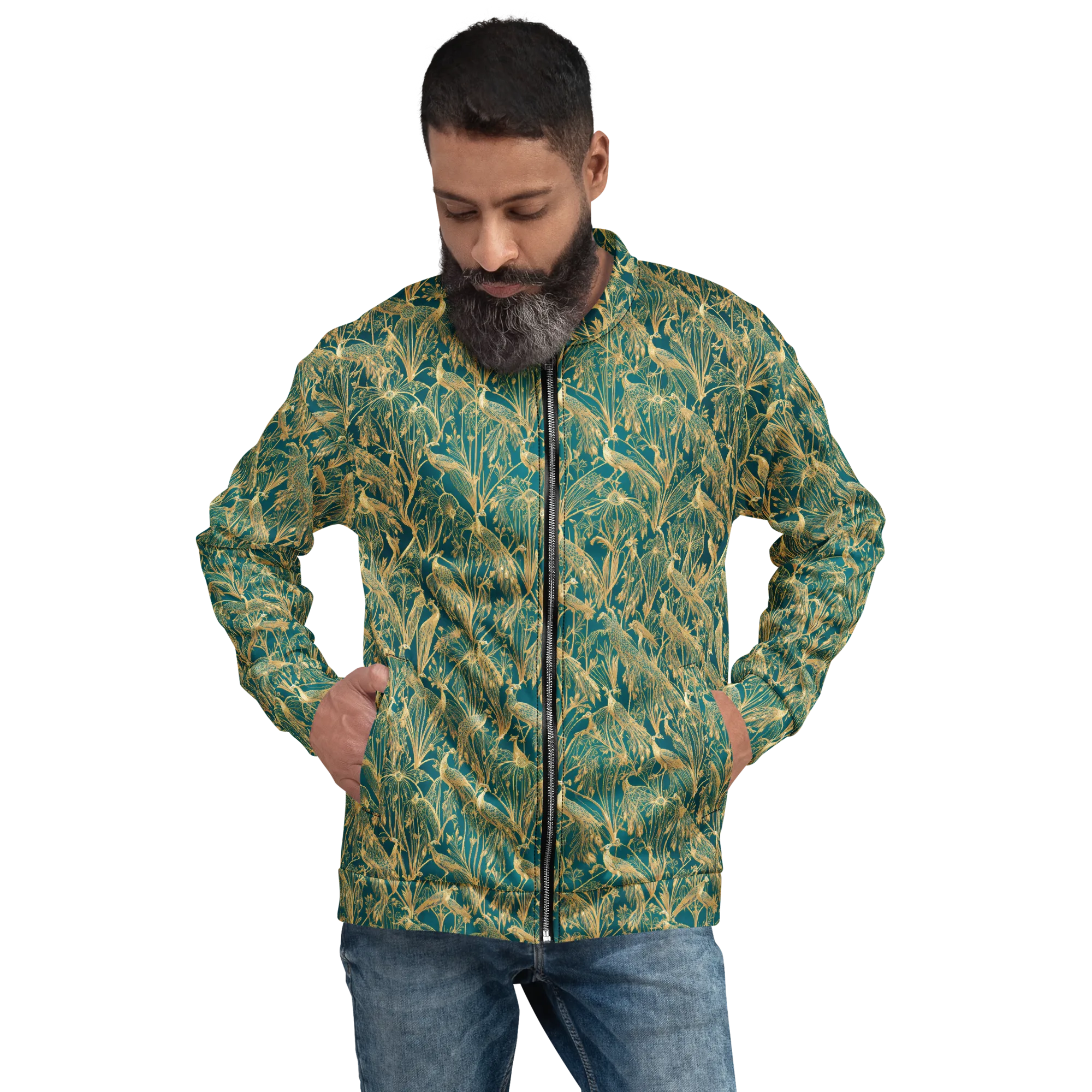 Peacock Palais on Bomber Jacket — Front