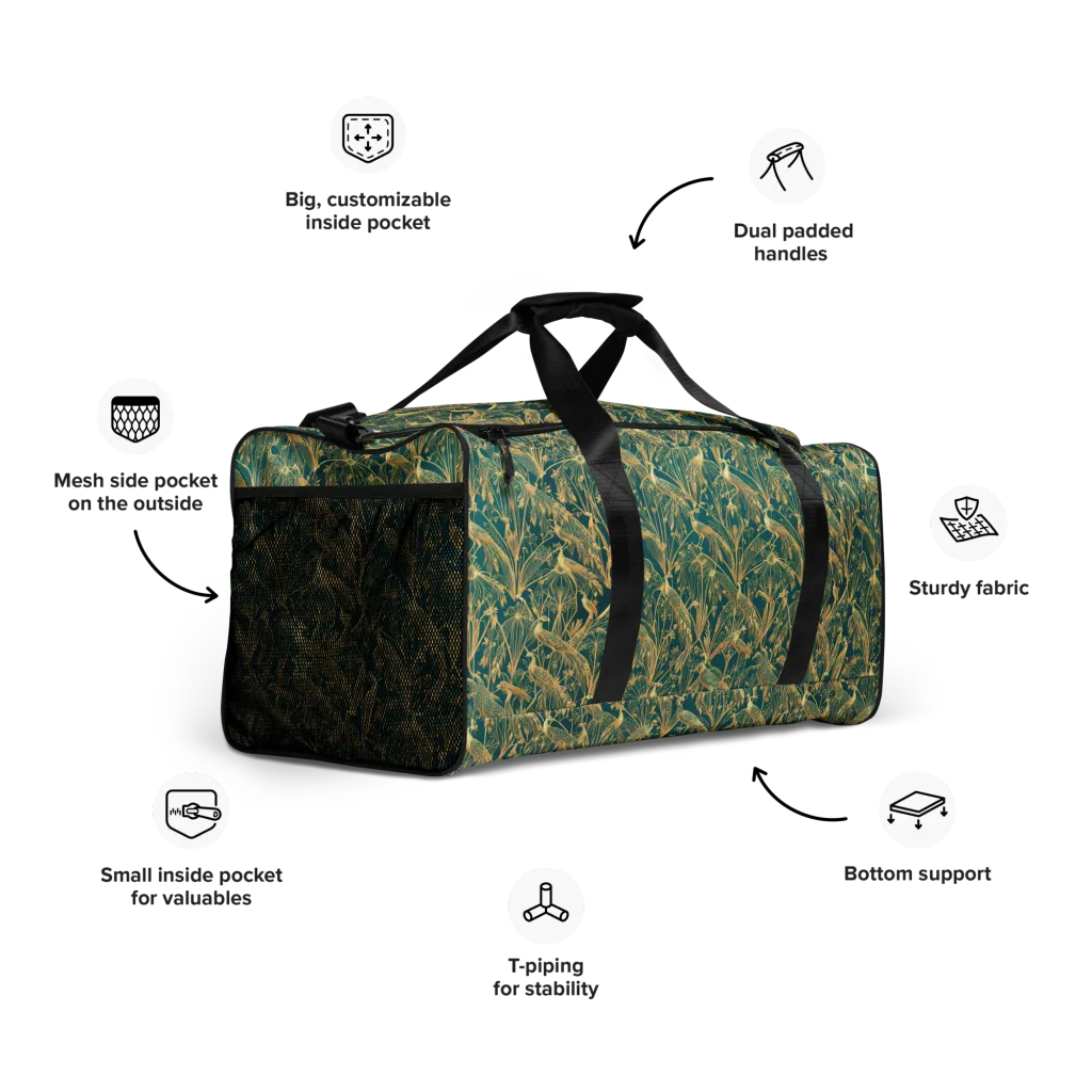 Peacock Palais on Duffle Bag — Right Front