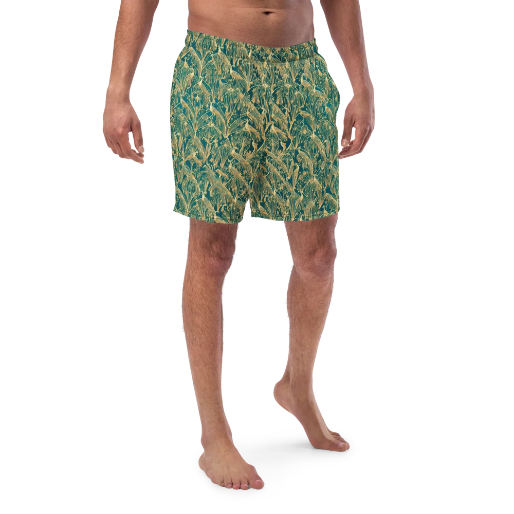 Peacock Palais on Swim Trunks — Front