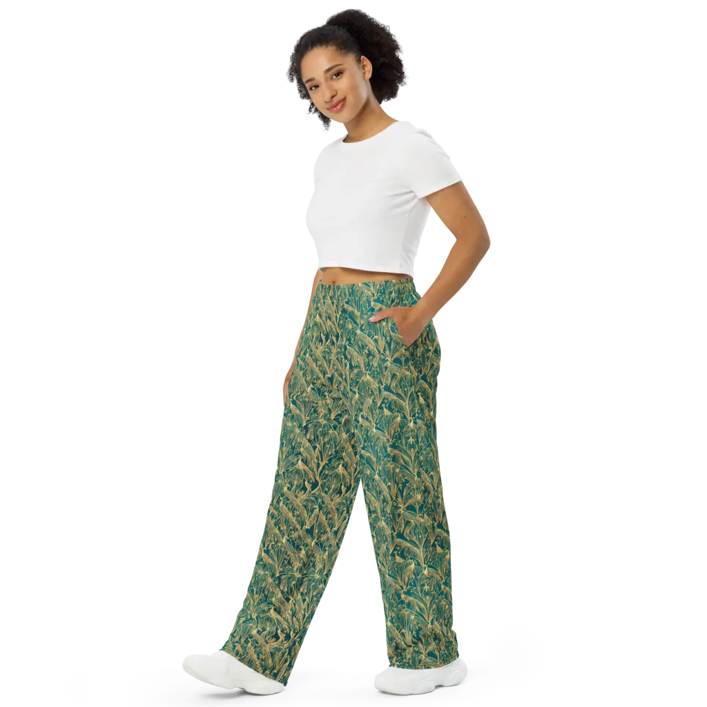 Peacock Palais on Wide-Leg Pants — Left Front