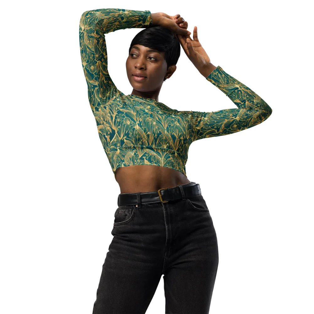 Peacock Palais on Long Sleeve Crop Top — Front