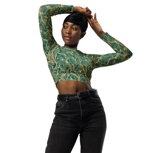 Peacock Palais on a Long Sleeve Crop Top
