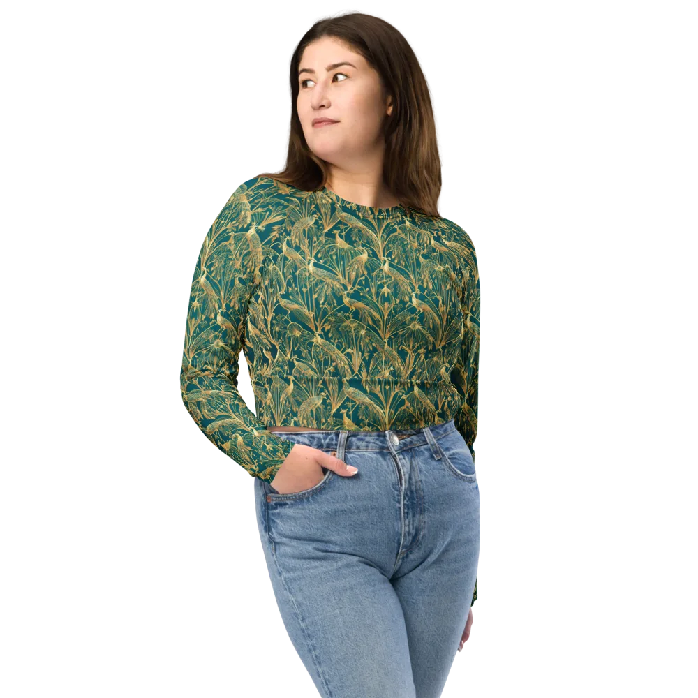 Peacock Palais on Long Sleeve Crop Top — Front