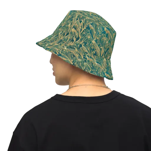 Peacock Palais on a Reversible Bucket Hat