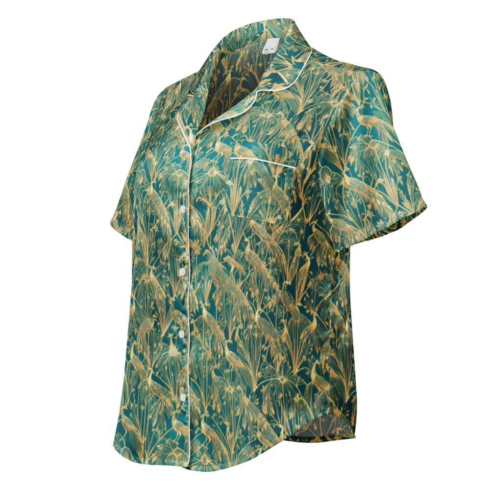 Peacock Palais on Women's Short Sleeve Pajama Top — Left Front