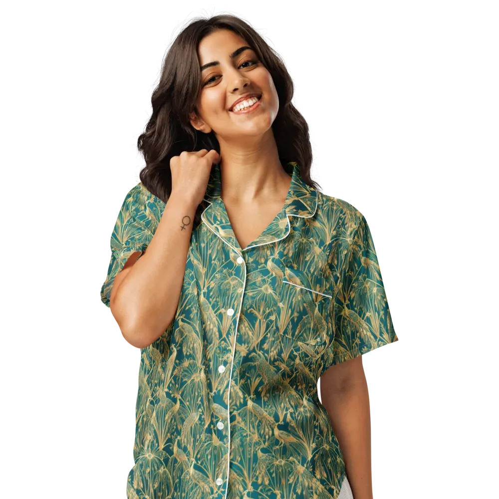 Peacock Palais on Women's Short Sleeve Pajama Top — Front