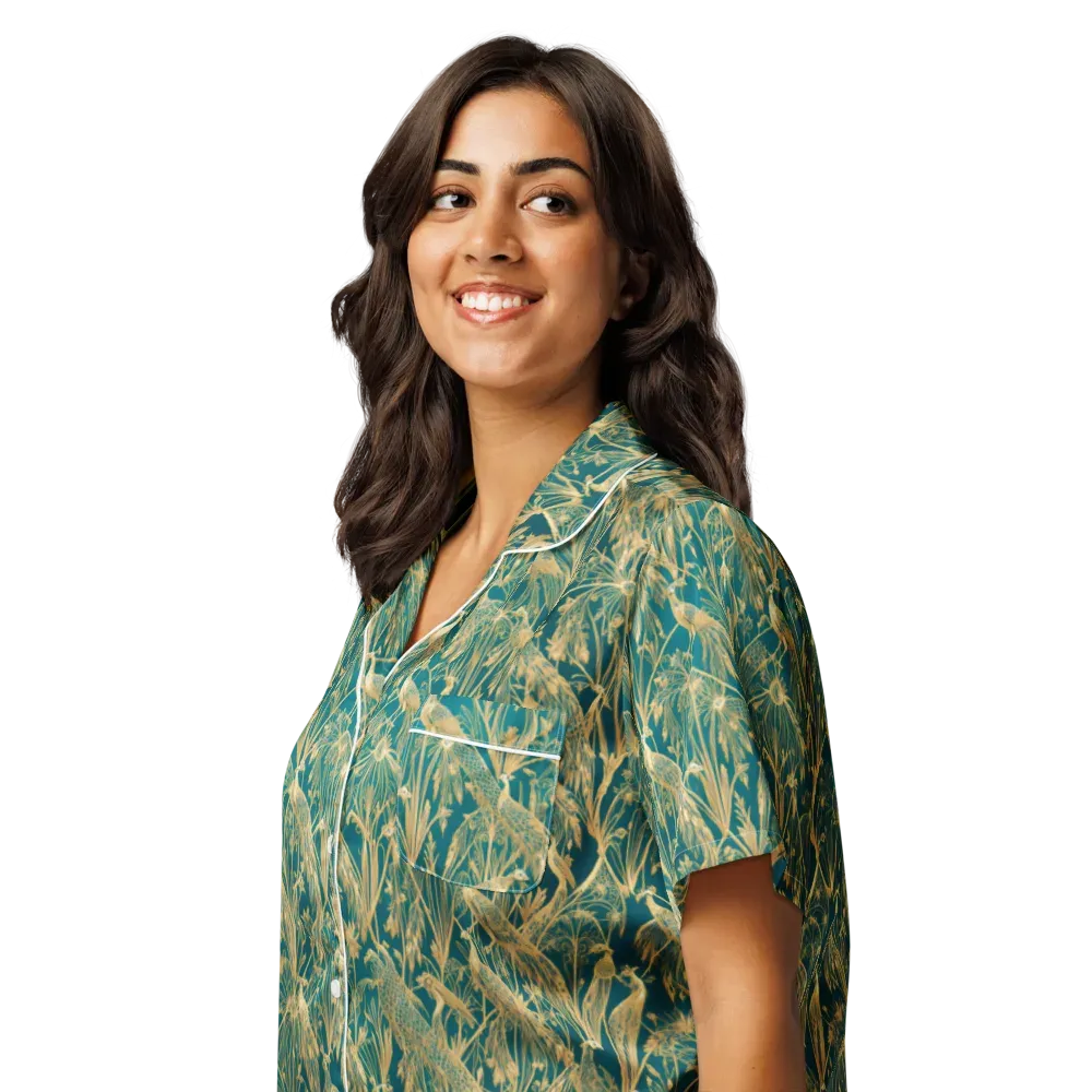 Peacock Palais on Women's Short Sleeve Pajama Top — Left Front