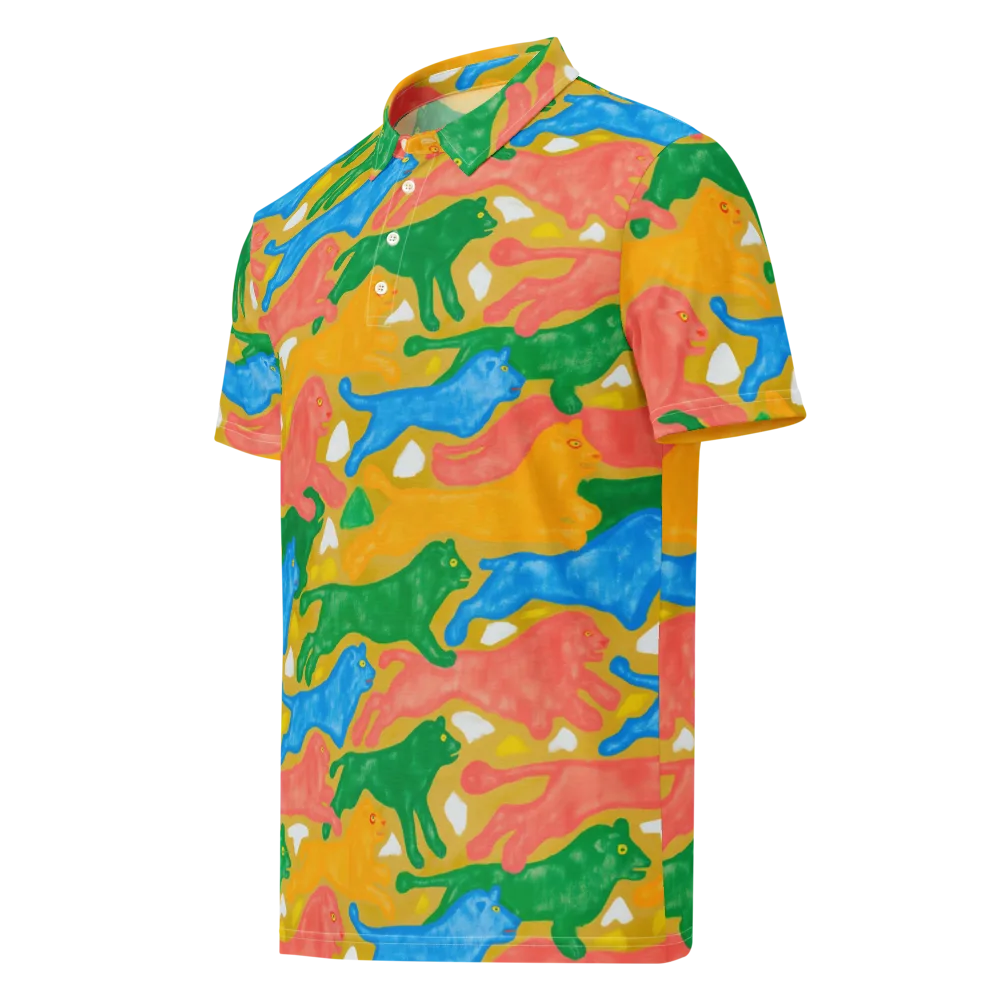Color Run on Men's Slim Fit Polo Shirt — Left Front