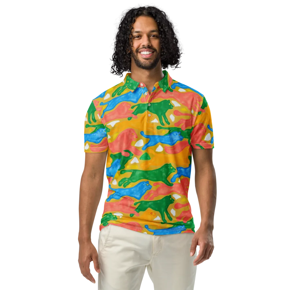 Color Run on Men's Slim Fit Polo Shirt — Front