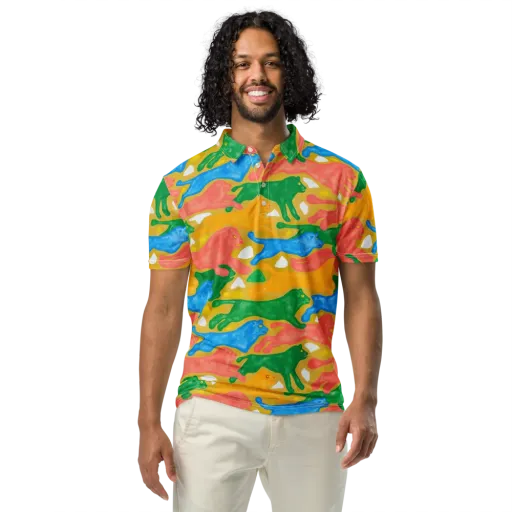 Color Run on a Men's Slim Fit Polo Shirt