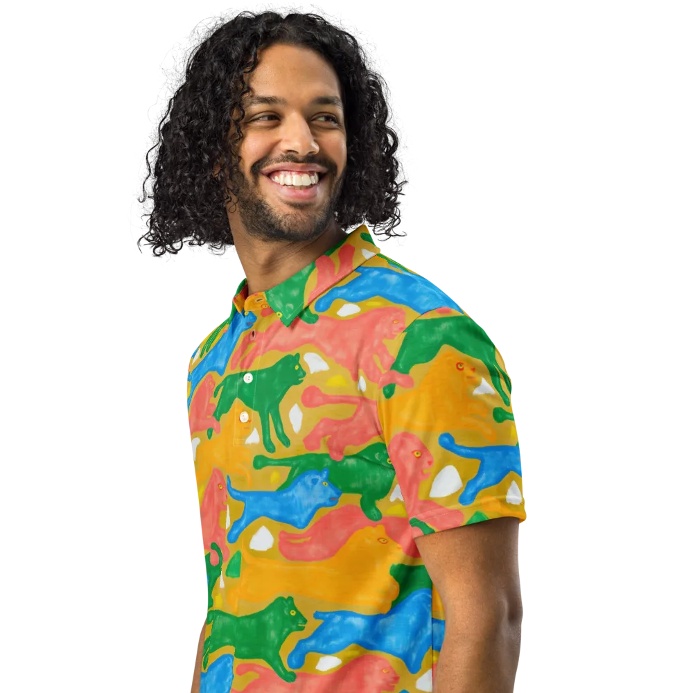 Color Run on Men's Slim Fit Polo Shirt — Left Front