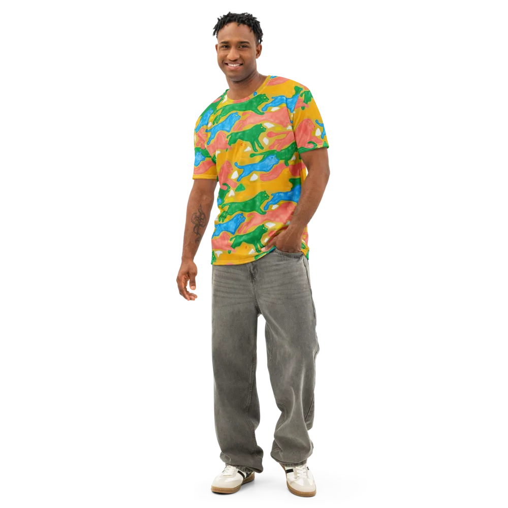 Color Run on Men's Cotton Crew Neck T-Shirt — Front