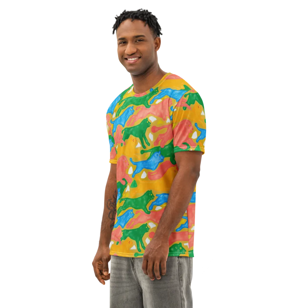 Color Run on Men's Cotton Crew Neck T-Shirt — Left Front