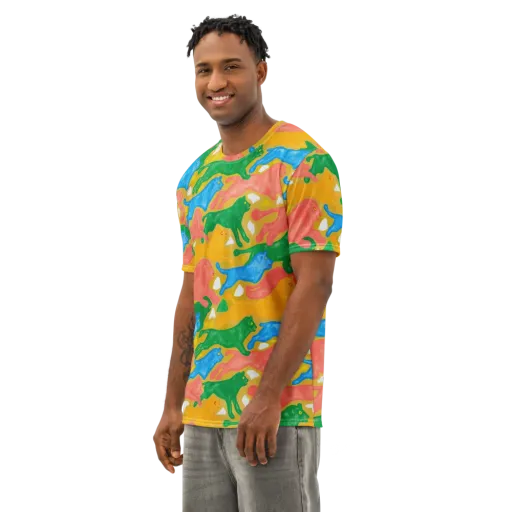 Color Run on a Men's Cotton Crew Neck T-Shirt