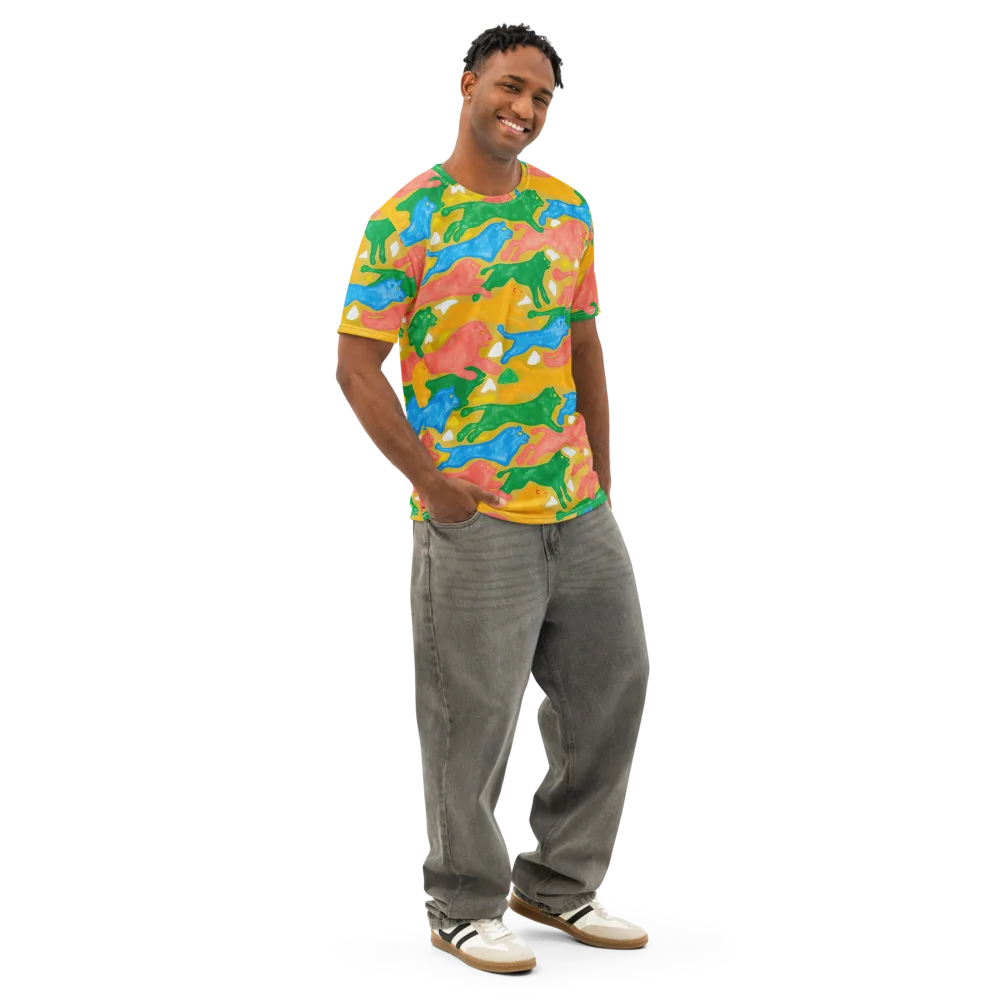 Color Run on Men's Cotton Crew Neck T-Shirt — Right Front