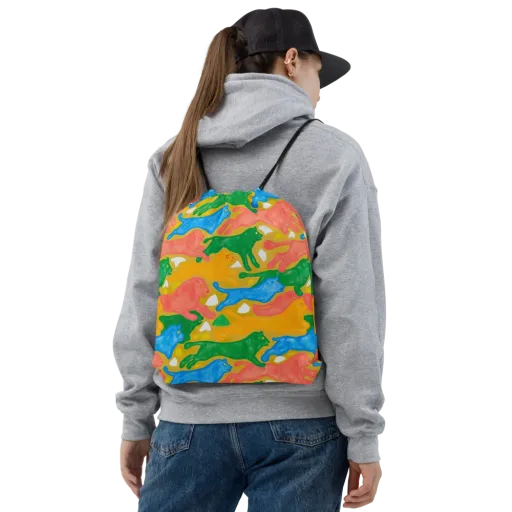Color Run on a Drawstring Bag