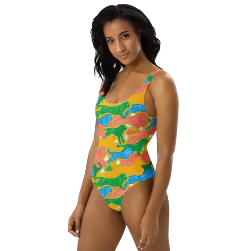 Color Run on a One-Piece Swimsuit