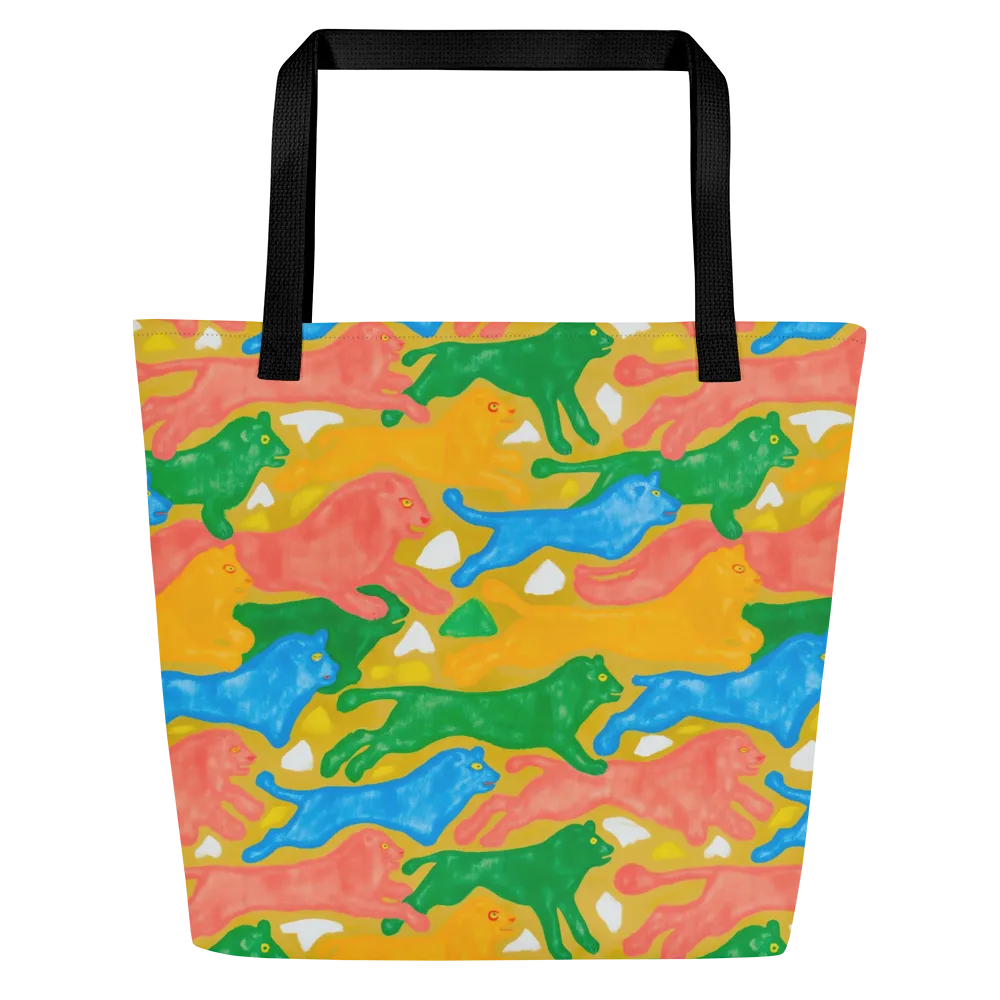 Color Run on Large Tote Bag W/ Pocket — Front