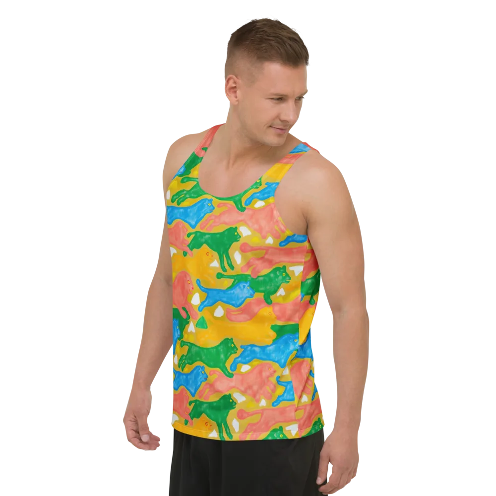 Color Run on Men's Tank Top — Left Front