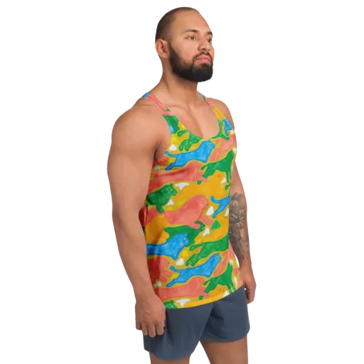 Color Run on a Men's Tank Top