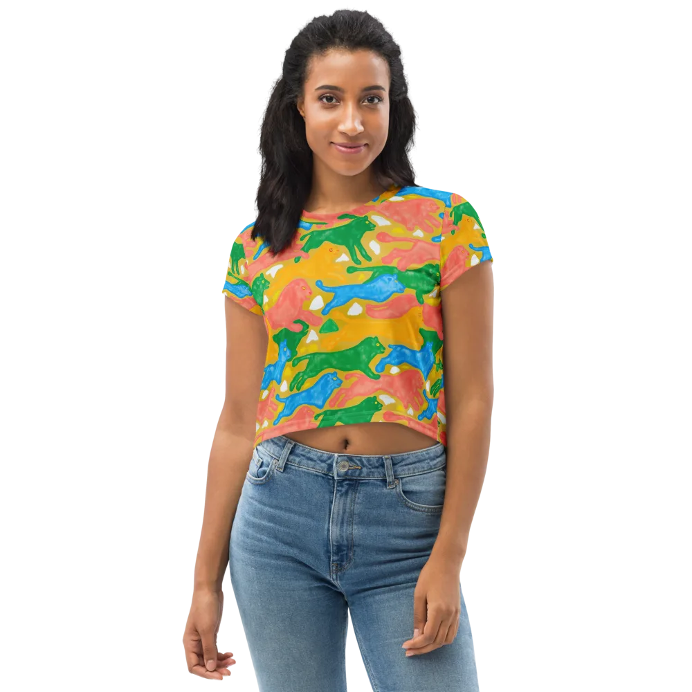 Color Run on Crop Tee — Front