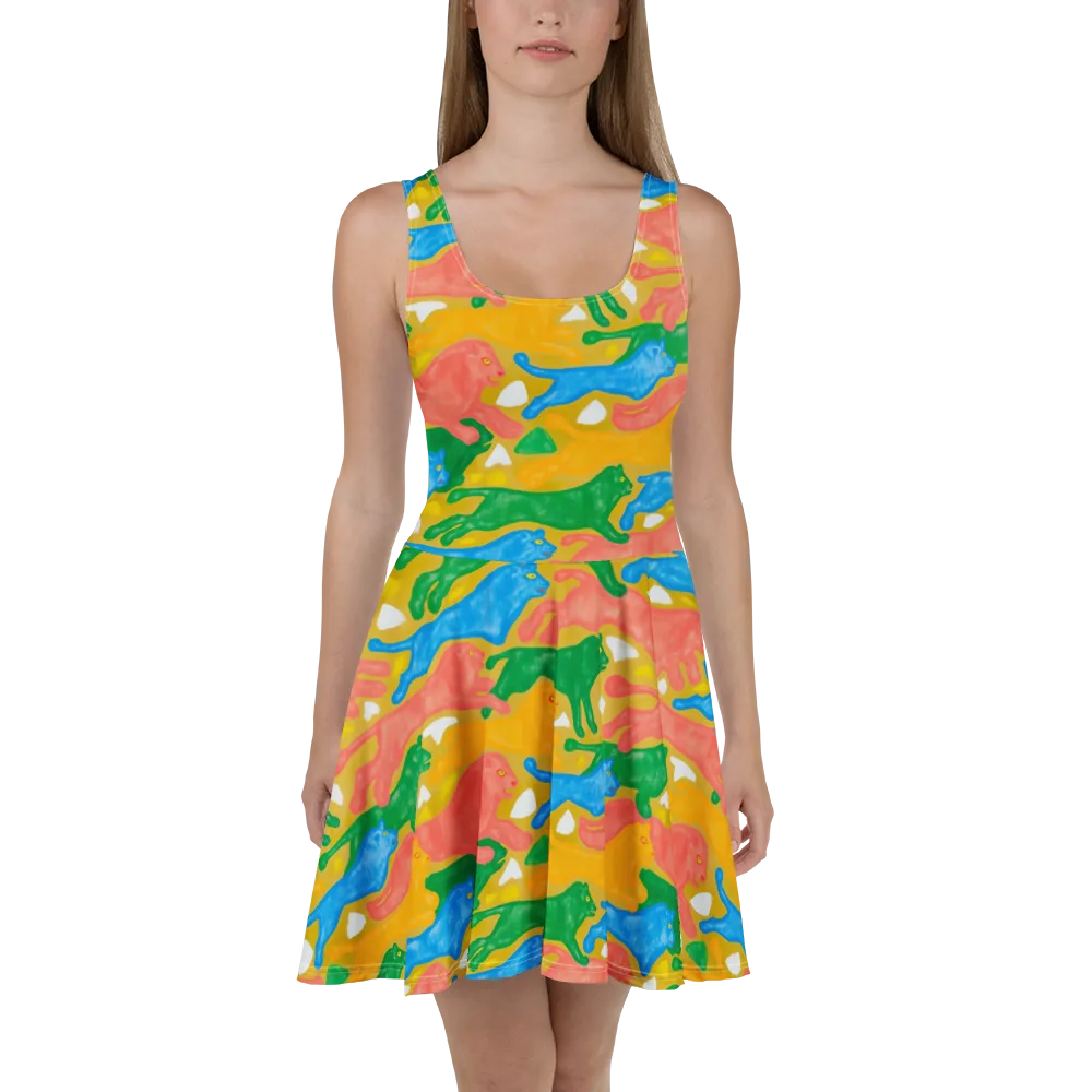 Color Run on Skater Dress — Front