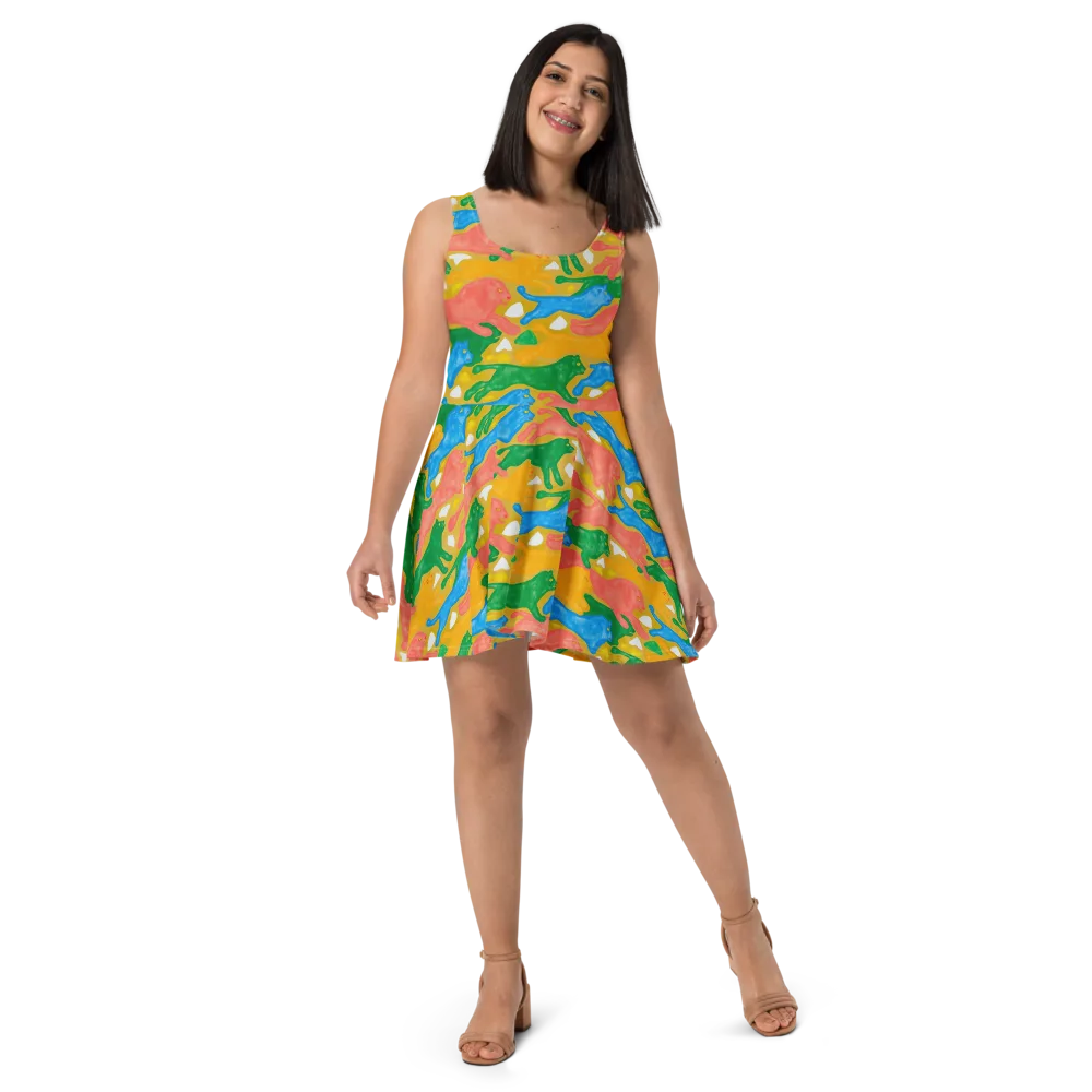 Color Run on Skater Dress — Front
