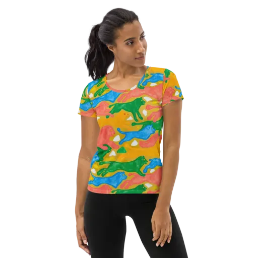 Color Run on a Women's Athletic T-Shirt
