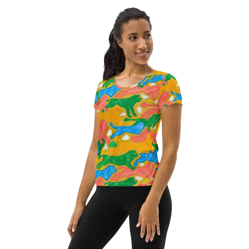 Color Run on Women's Athletic T-Shirt — Left
