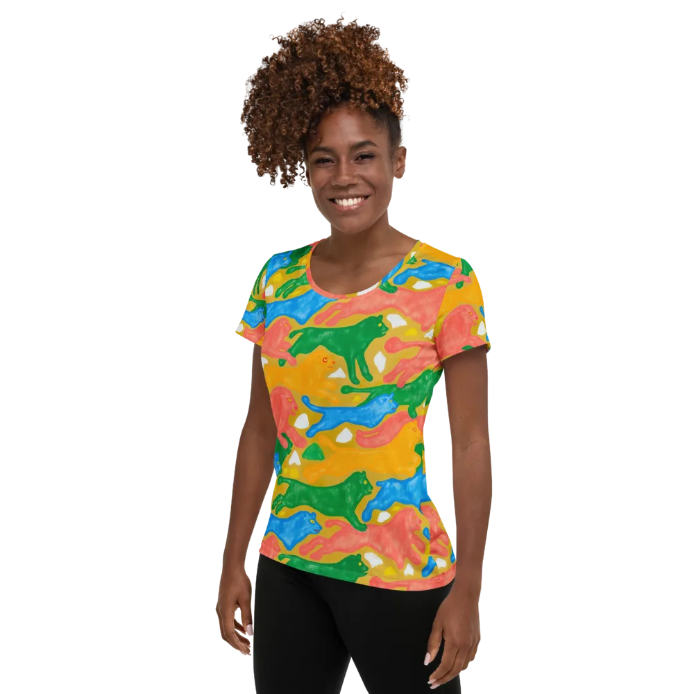 Color Run on Women's Athletic T-Shirt — Left