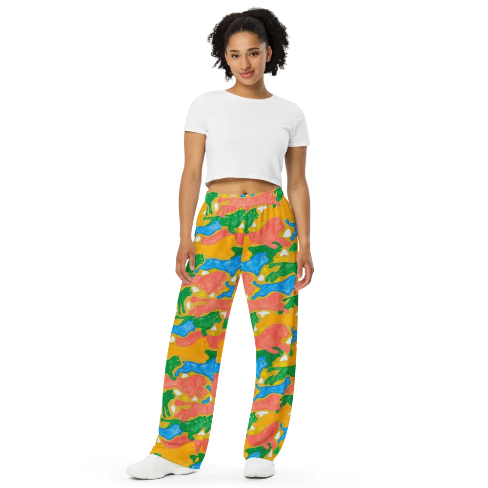 Color Run on Wide-Leg Pants — Front