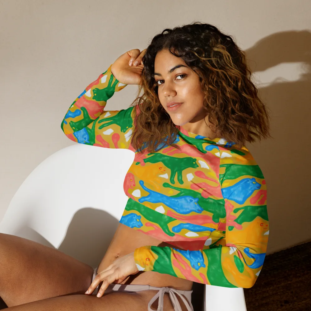 Color Run on Long Sleeve Crop Top — Left Front