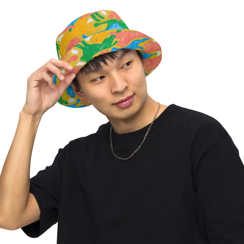 Color Run on Reversible Bucket Hat — Front Inside