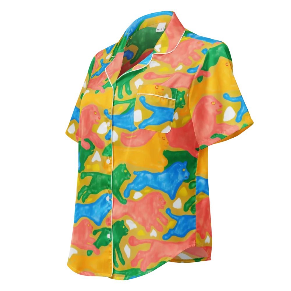 Color Run on Women's Short Sleeve Pajama Top — Left Front